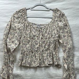 Cream Floral Blouse (Amazon Shop the Drop, Lauren Kay Sims) - NEW WITH TAGS